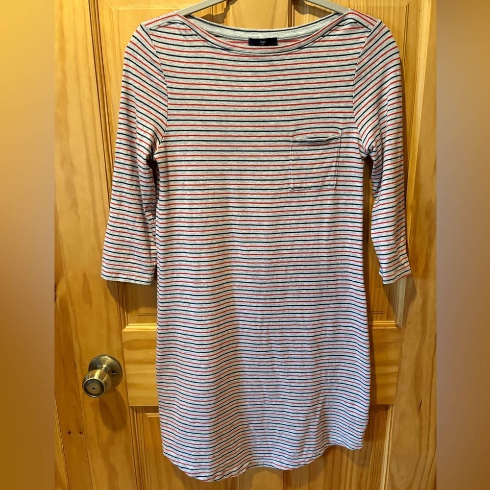 Gap Dress Womens Size small  Blue/ref Striped 3/4 Sleeve Cotton